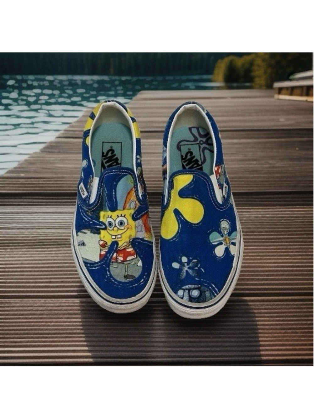 Vans x SpongeBob SquarePants AlohaBob Slip On Shoes Mens 6 Womens 7.5 Blue